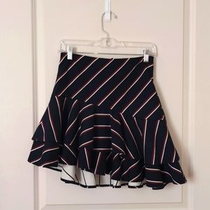 Striped High Low Skirt